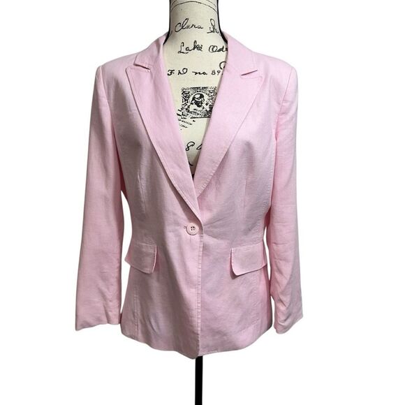 VTG Chadwicks Classics Pink Linen Blend Tailored Summer Blazer, 10 - Picture 2 of 12
